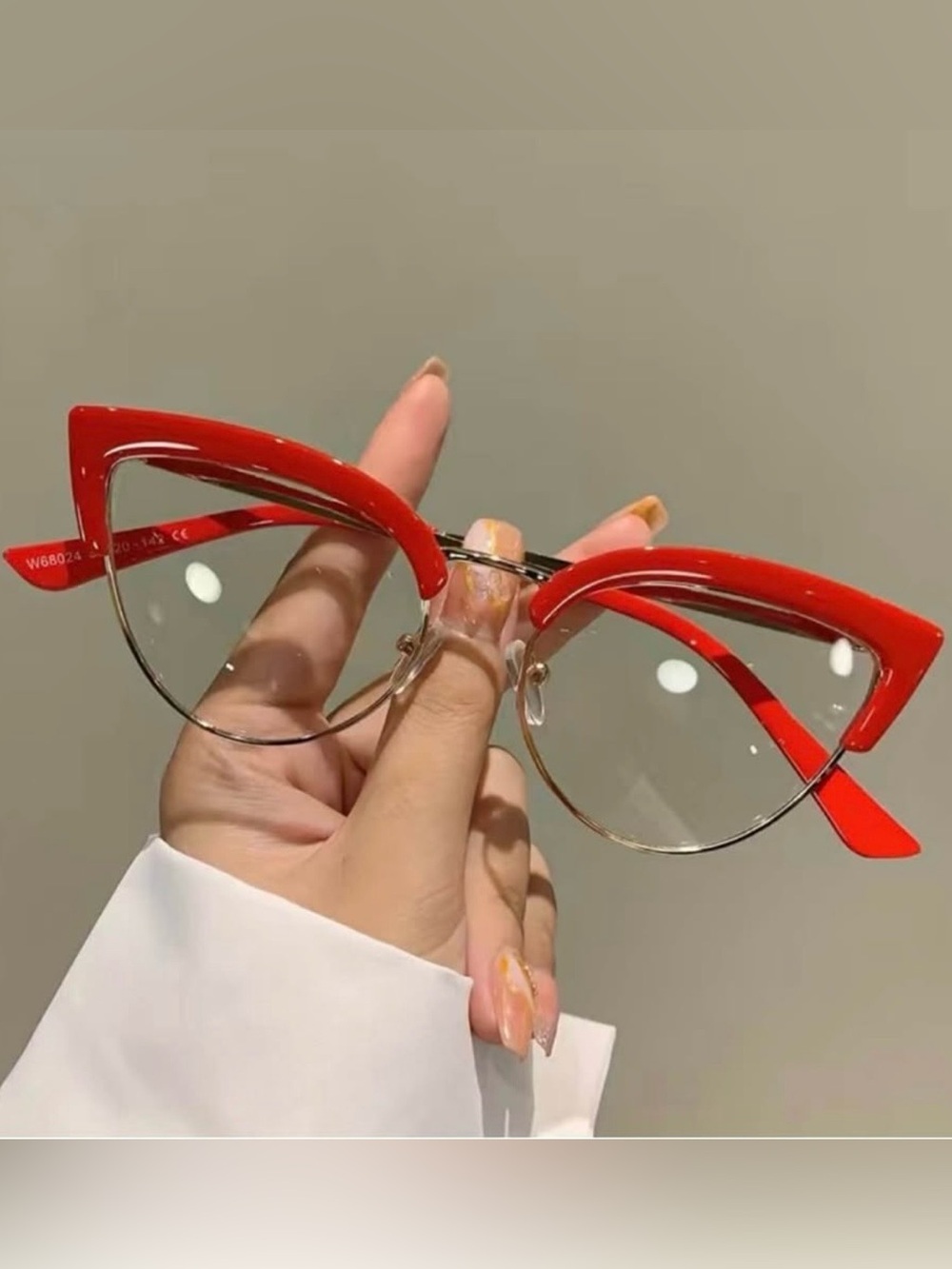 ♥️ Vintage Red & Gold Cat Eye Clear Lens  Fashion Glasses